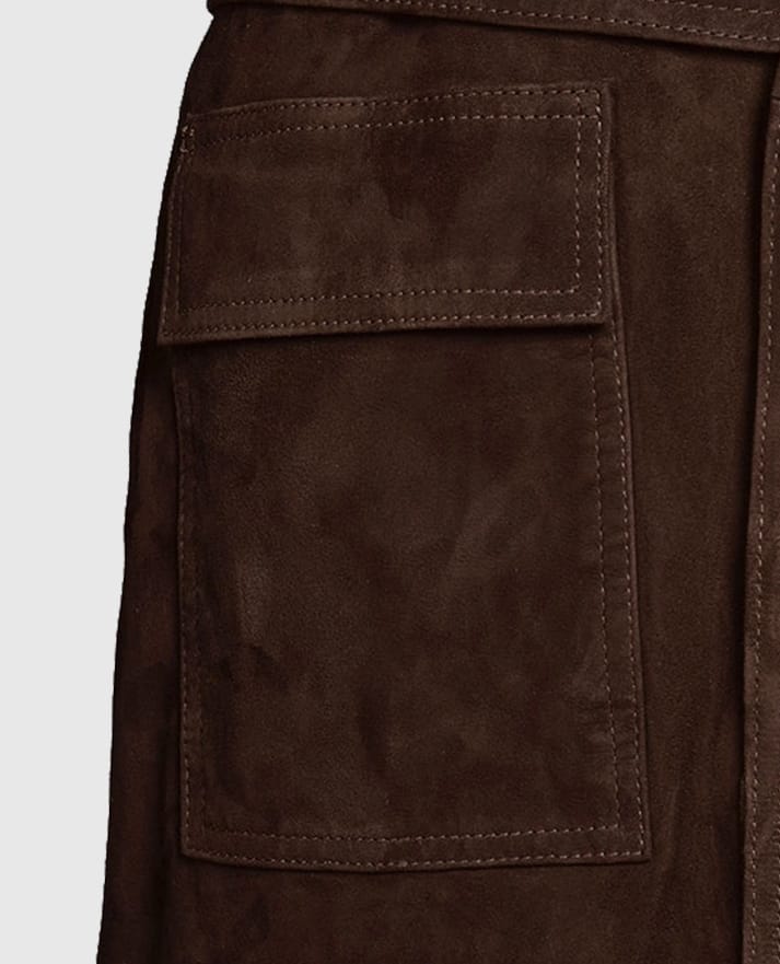 Women's Dark Brown Suede Alpine Leather Long Coat