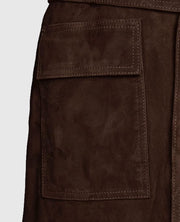 Women's Dark Brown Suede Alpine Leather Long Coat