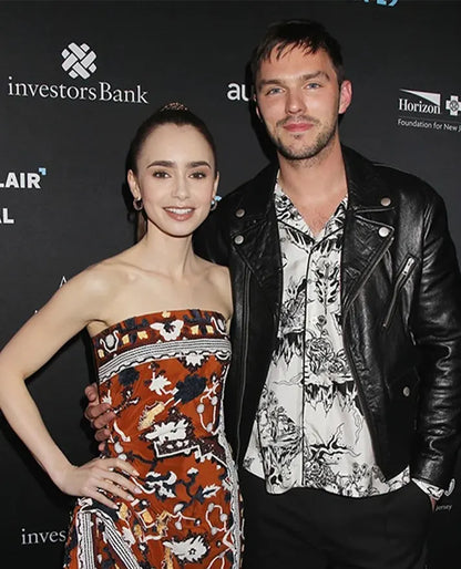 Nicholas Hoult Black Leather Jacket