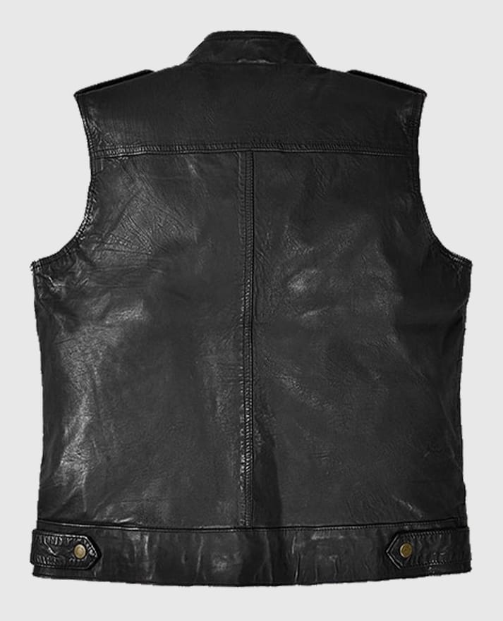 Classic Men’s Black Biker Leather Vest