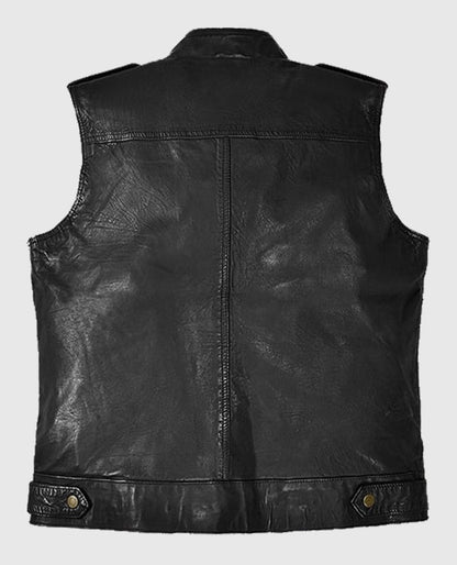 Classic Men’s Black Biker Leather Vest