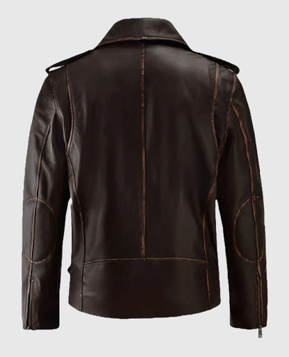 Men's Enforcer Dark Brown Biker Leather Jacket