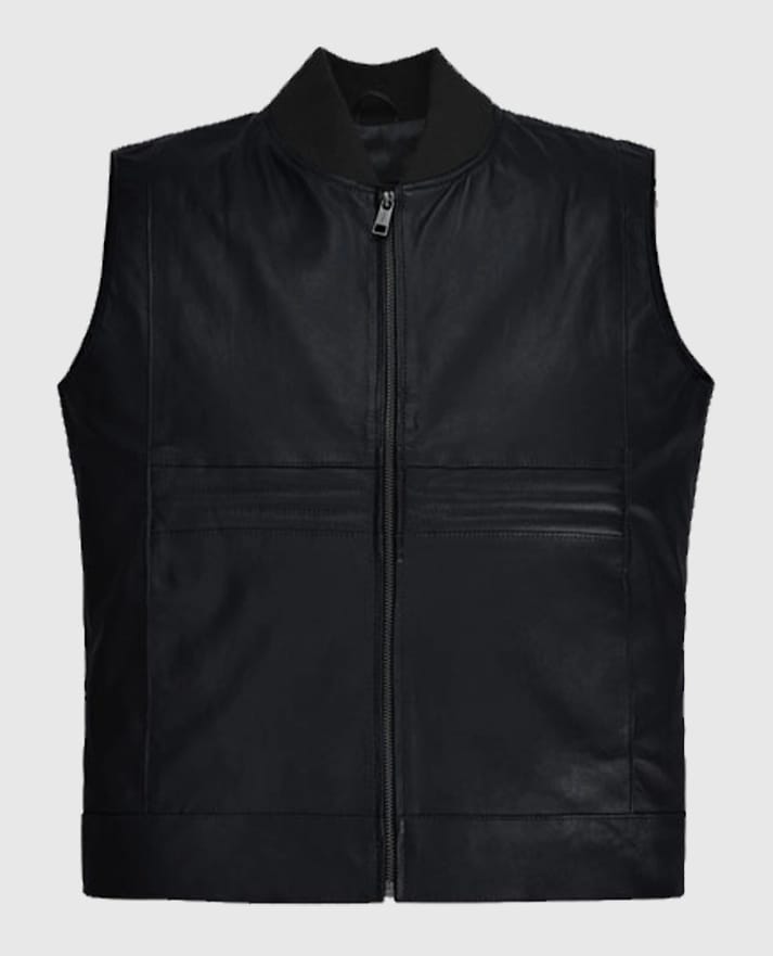 Men’s Casual Black Leather Vest