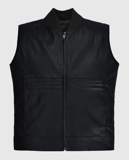 Men’s Casual Black Leather Vest