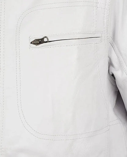 Men’s White Motorcycle leather Jacket