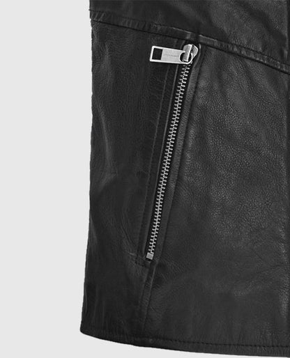 Men’s Quilted Black Leather Biker Vest