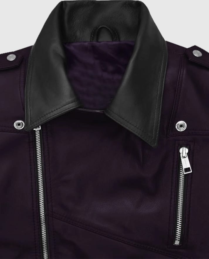 Men’s Two-Tone Purple and Black Biker Leather Vest