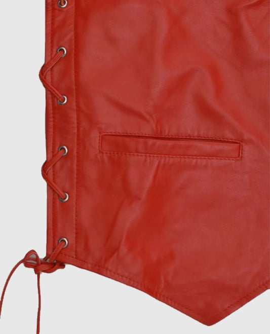 Men’s Classic Red Laced Leather Vest