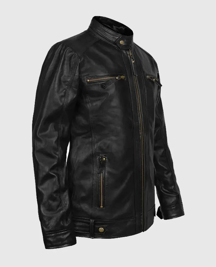 Men’s Motorcycle Black Leather Jacket