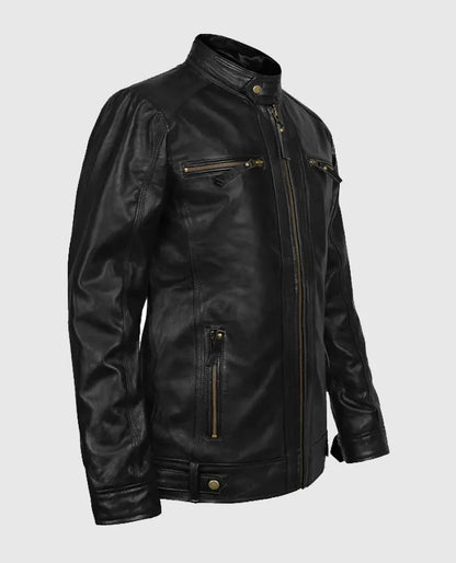 Men’s Motorcycle Black Leather Jacket
