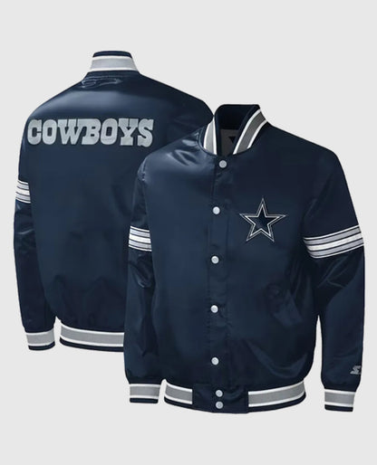 Starter Midfield Dallas Cowboys Navy Varsity Satin Jacket