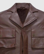 Men’s Shirt Style Brown Leather Jacket