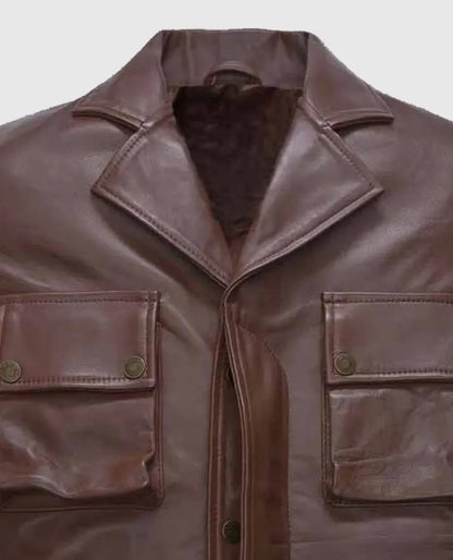 Men’s Shirt Style Brown Leather Jacket