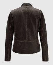 Women's Rubbed Brown Leather Jacket