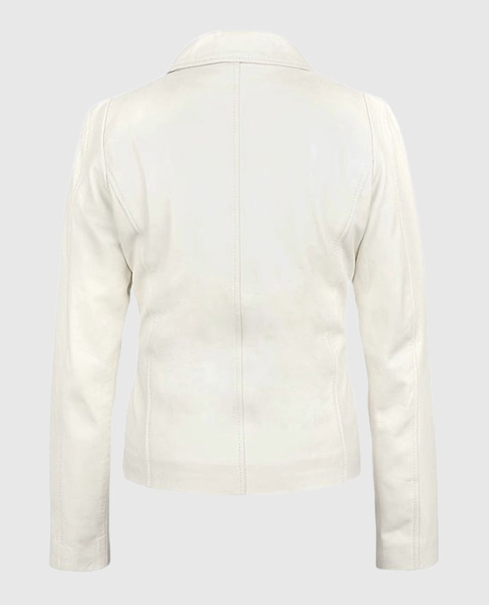 Women's Off-White Shirt-Style Leather Jacket - second image