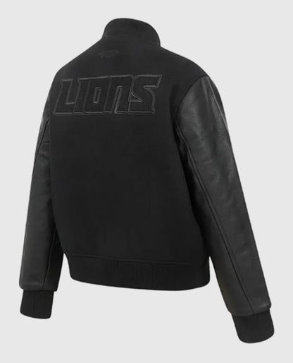 Detroit Lions Triple Black Varsity Jacket