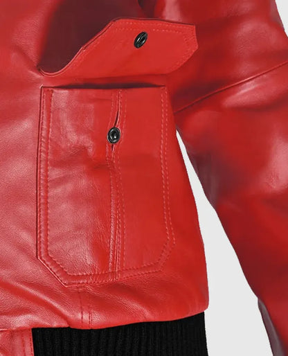 Men’s Red Bomber Leather Jacket 