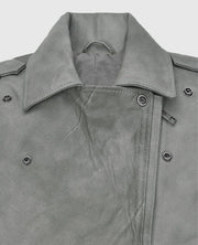 Women's Gray Suede Biker Leather Jacket