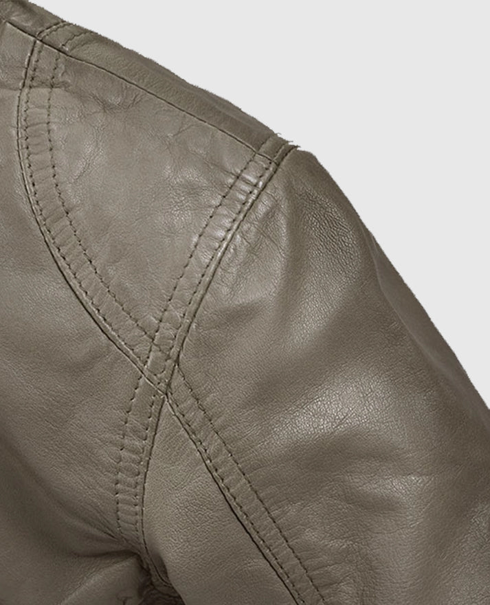 Gray Washed & Wax Scarlett Johansson Leather Jacket