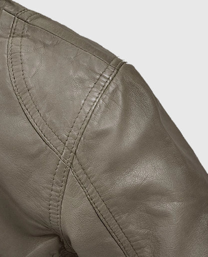 Croma Gray Washed & Wax Scarlett Johansson Leather Jacket