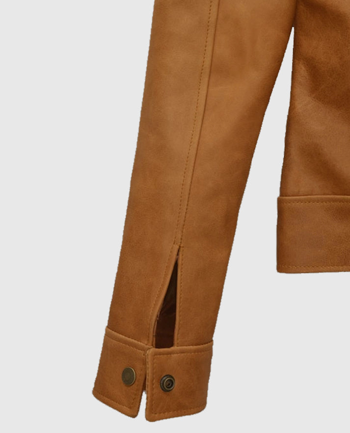 Gigi Hadid Tan Leather Jacket