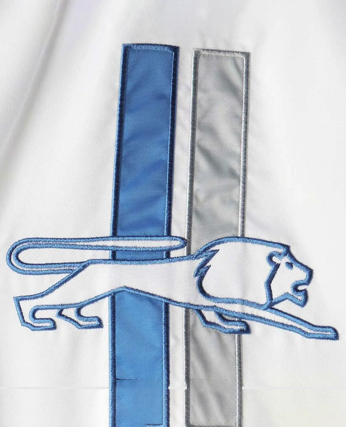 Detroit Lions Clean Up Throwback White/Blue Satin Jacket