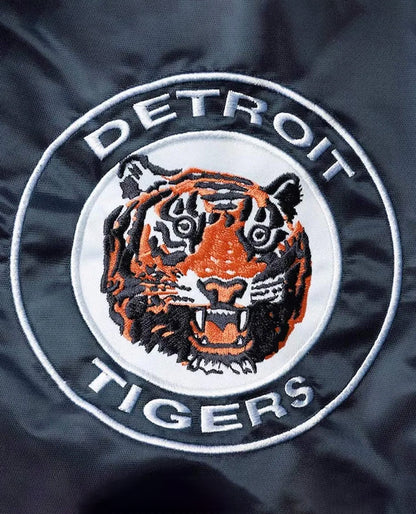 The Captain III Detroit Tigers Navy Blue Varsity Satin Jacket