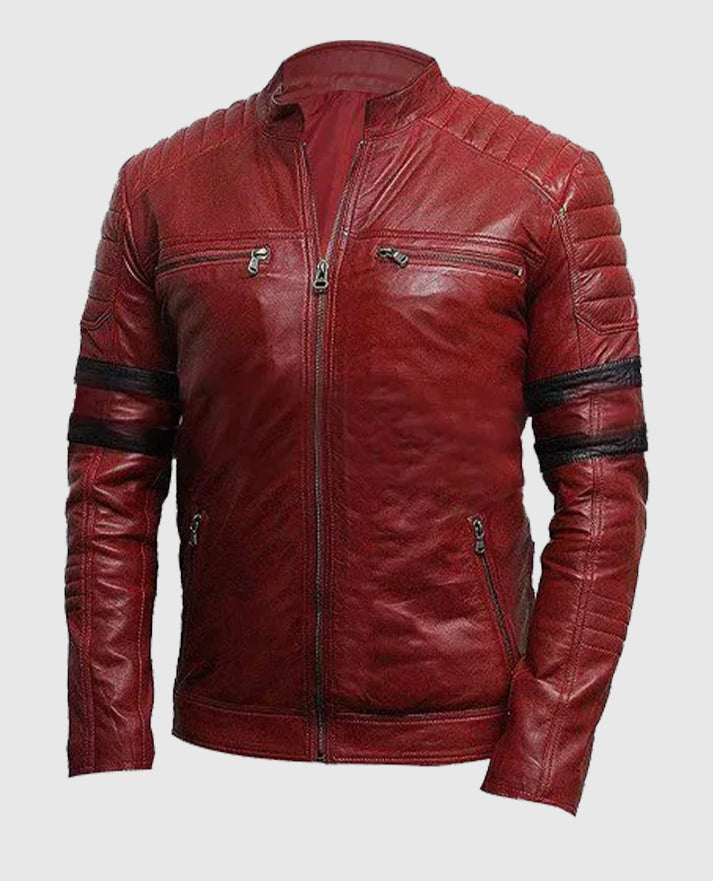 Fight Club Tyler Durden Retro Red and Black Leather Jacket