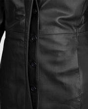 Selena Gomez Black Leather Long Coat