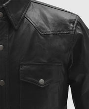 Men’s Black Trucker Leather Jacket