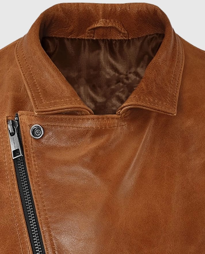 Men’s Light Brown Leather Biker Vest