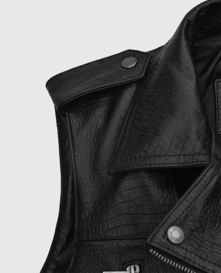 Men’s Crocodile Pattern Biker Leather Vest
