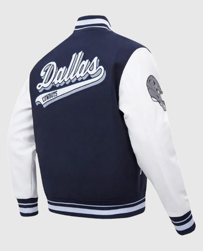 Dallas Cowboys Script Tail Classic Rib Varsity Jacket