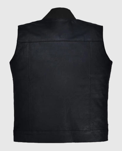 Men’s Casual Black Leather Vest
