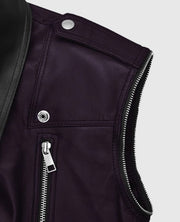 Men’s Two-Tone Purple and Black Biker Leather Vest