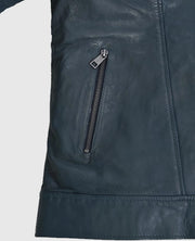 Soft Winsor Blue Washed & Wax Leather Jacket