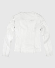 Women's Round Neck White Biker Leather Jacket