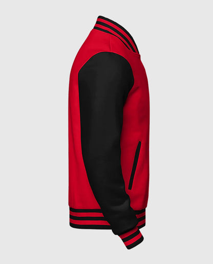 Casual Red and Black Varsity Jacket