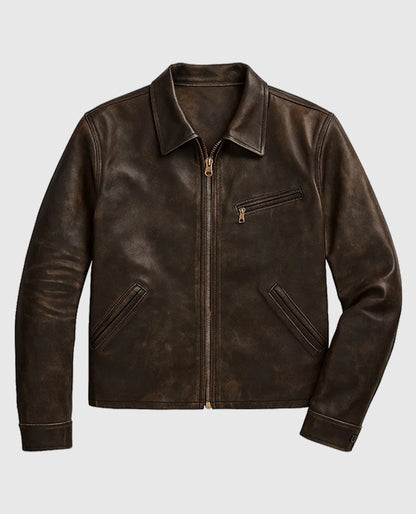 Tom Cruise Paris Olympics 2024 Brown Leather Jacket