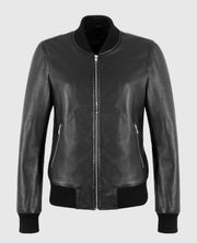 Alpha 2 Women's Black Bomber Leather Jacket
