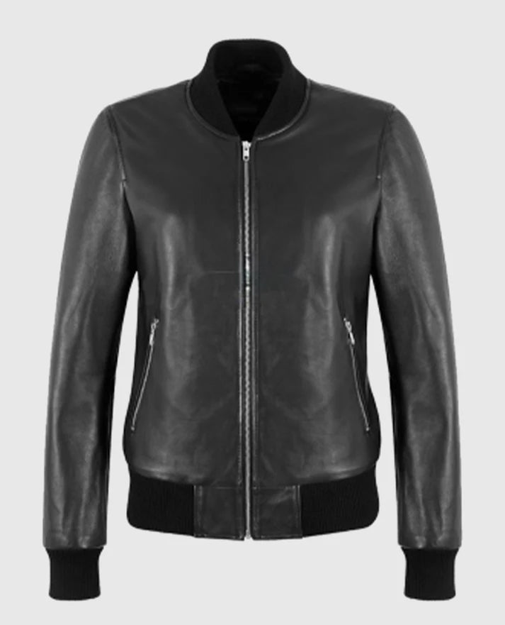 Alpha 2 Women's Black Bomber Leather Jacket