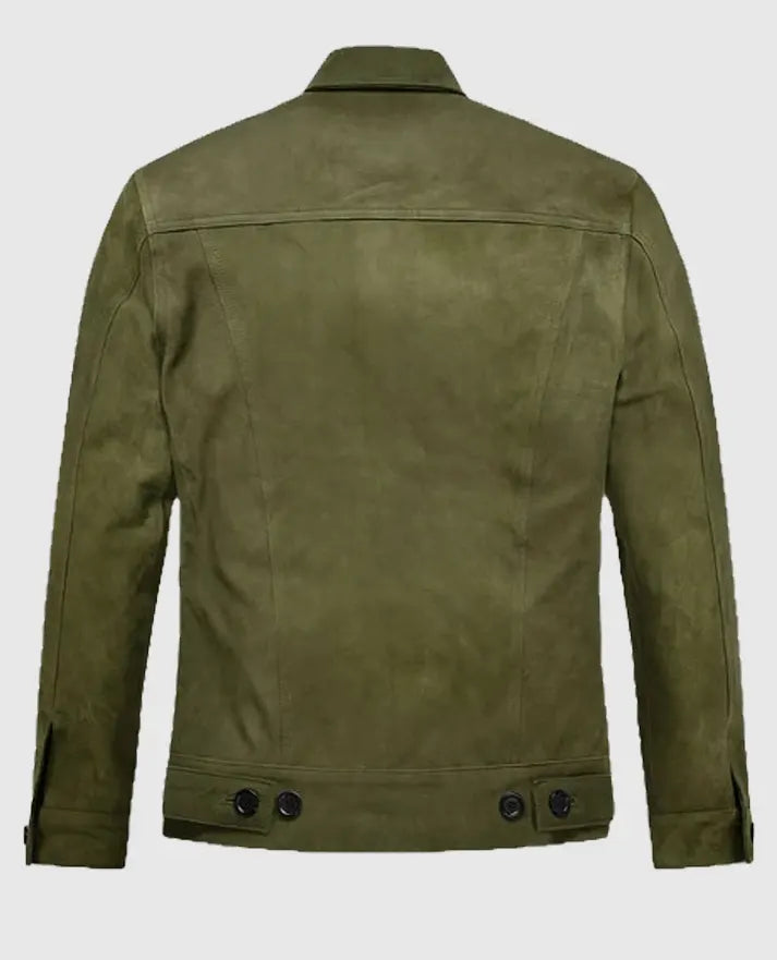 Ryan Reynolds Olive Suede Leather Jacket