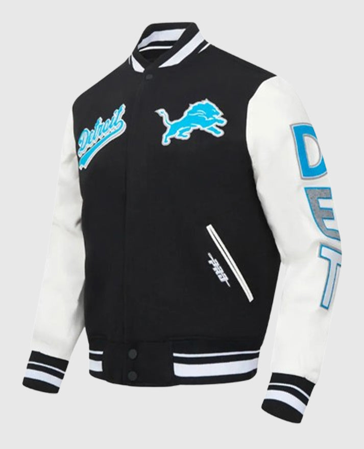 Detroit Lions Script Tail Classic Rib Varsity Jacket