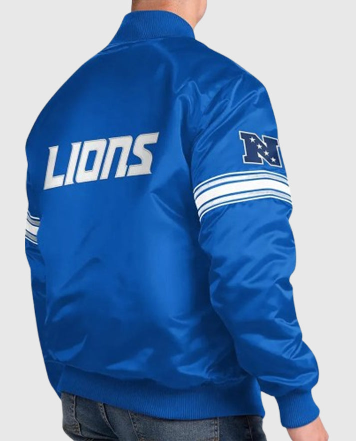 Detroit Lions The Pick and Roll Blue Satin Jacket