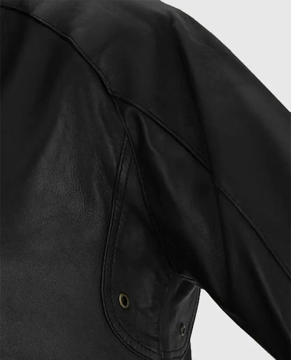 Men's Black Cafe Racer Leather Jacket 