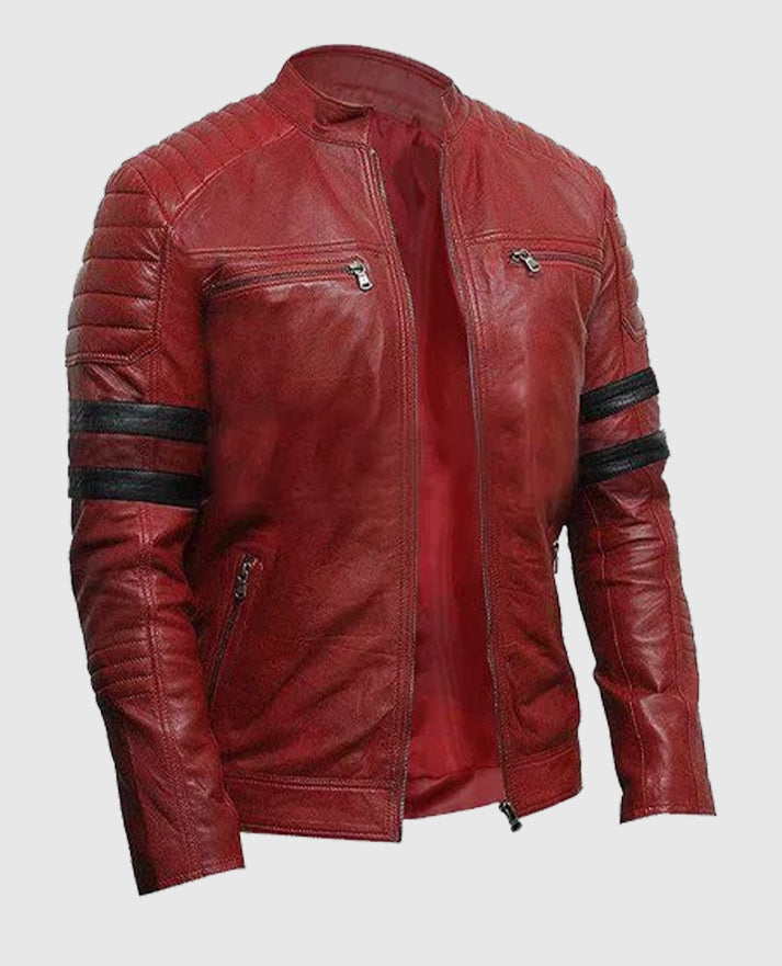 Fight Club Tyler Durden Retro Red and Black Leather Jacket