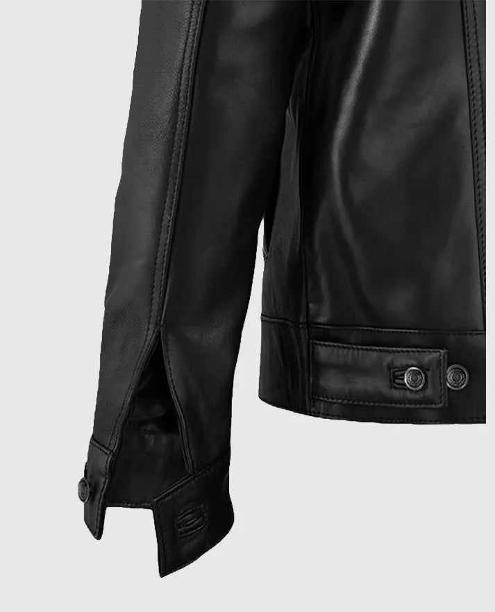 Men’s Black Leather Sherpa Style Jacket