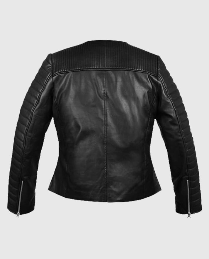 Women's Black Quilted Biker Leather Jacket