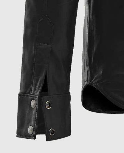 Men’s Black Trucker Leather Jacket