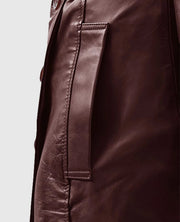 Women's Soft Maroon Wax Halcon Leather Trench Coat